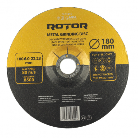 Bricolaj - Disc abraziv pentru slefuit metal ROTOR 180*6,0*22,23