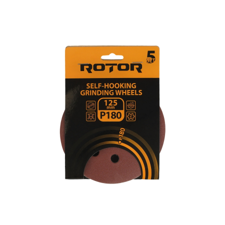 Consumabile, piese și accesorii - Disc abraziv pentru slefuitor cu excentric ROTOR 125 P180 - Pachet 5 bucati