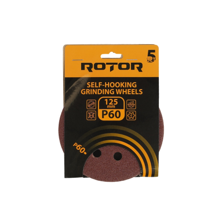 Consumabile, piese și accesorii - Disc abraziv pentru slefuitor cu excentric ROTOR 125 P60 - Pachet 5 bucati