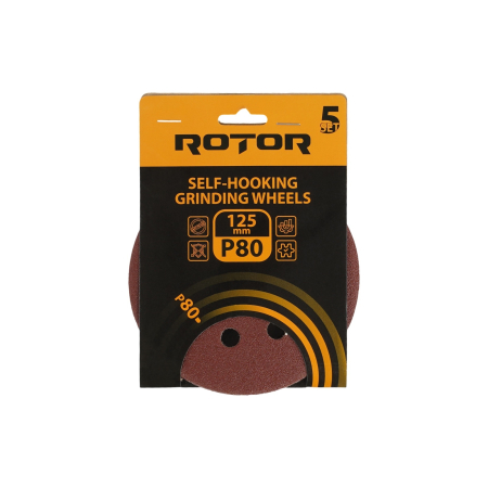 Consumabile, piese și accesorii - Disc abraziv pentru slefuitor cu excentric ROTOR 125 P80 - Pachet 5 bucati