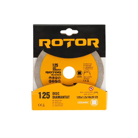 Consumabile, piese și accesorii - Disc diamantat continuu ROTOR 125x1.2x10x22.23 mm pentru beton