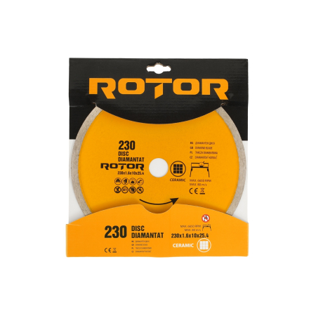 Consumabile, piese și accesorii - Disc diamantat continuu ROTOR 230x1.6x10x25.4 mm pentru ceramica
