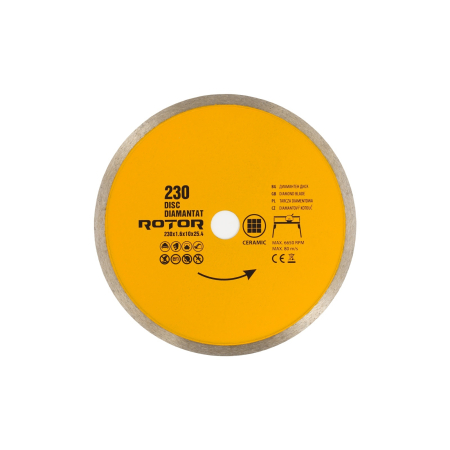 Disc diamantat continuu ROTOR 230x1.6x10x25.4 mm pentru ceramica [1]