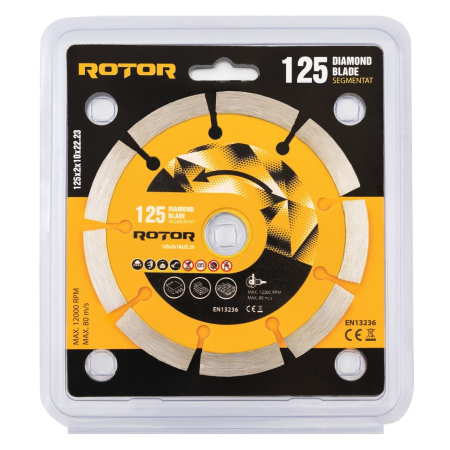 Consumabile, piese și accesorii - Disc diamantat segmentat ROTOR 125x2x10x22.23 mm pentru beton