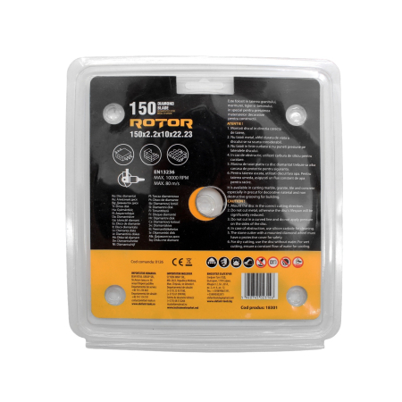Disc diamantat segmentat ROTOR 150x2.2x10x22.23 mm pentru beton, granit, marmura si tigla [2]