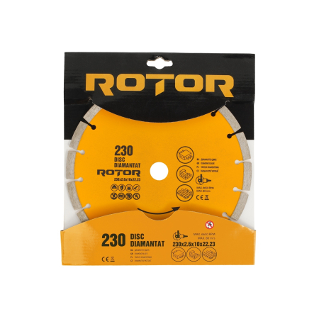 Consumabile, piese și accesorii - Disc diamantat segmentat ROTOR 230x2.6x10x22.23 mm pentru beton