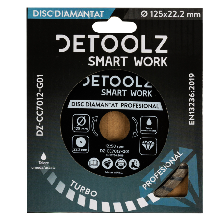 Disc diamantat turbo Detoolz 125x22.2mm, taiere umeda/uscata [1]