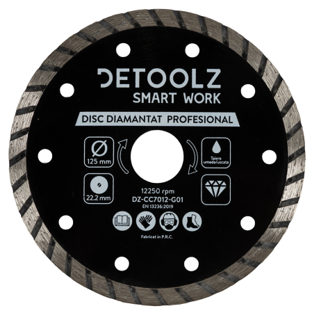 Bricolaj - Disc diamantat turbo Detoolz 125x22.2mm, taiere umeda/uscata