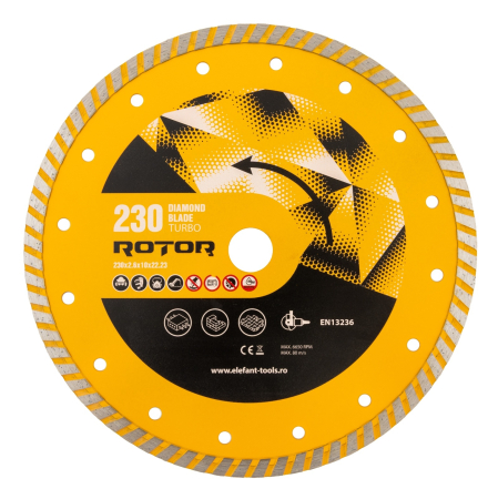 Disc diamantat turbo ROTOR 230x2.6x10x22.23 mm pentru beton armat [1]