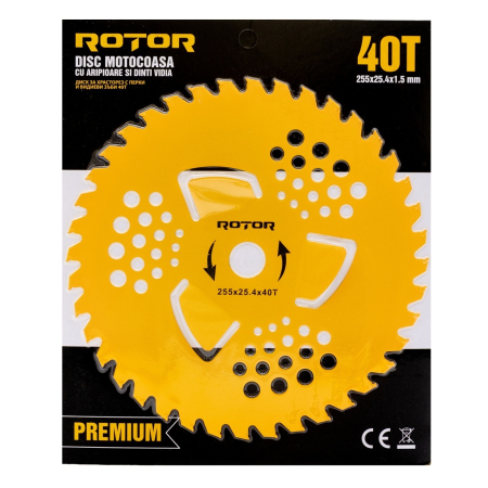 Consumabile, piese și accesorii - Disc motocoasa Premium 40T cu VIDIA si aripioare 255×25,4×1,5 mm ROTOR