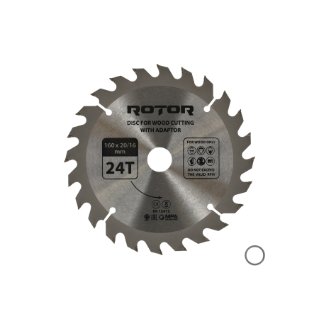 Consumabile, piese și accesorii - Disc taiat lemn ROTOR 160*20/16 cu adaptor 24T