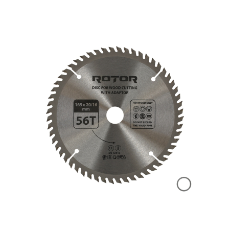 Consumabile, piese și accesorii - Disc taiat lemn ROTOR 165*20/16 cu adaptor 56T