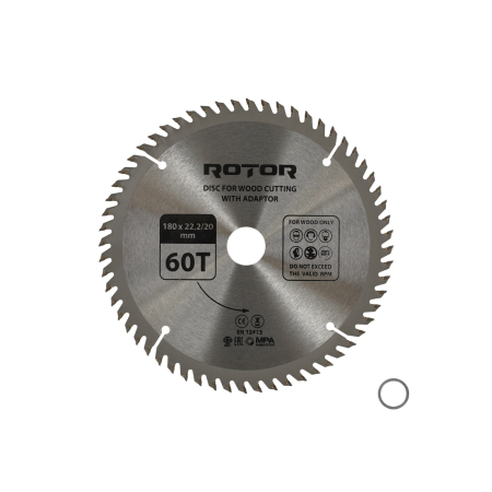 Consumabile, piese și accesorii - Disc taiat lemn ROTOR 180*22,2/20 cu adaptor 60T