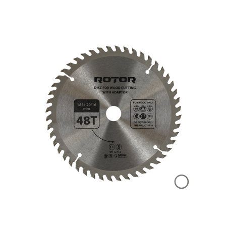 Consumabile, piese și accesorii - Disc taiat lemn ROTOR 185*20/16 cu adaptor 48T