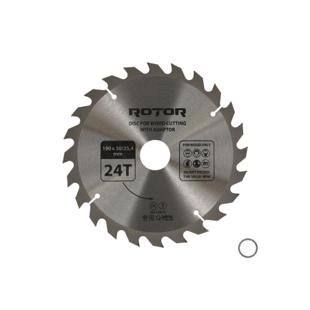 Consumabile, piese și accesorii - Disc taiat lemn ROTOR 190*30/25,4 cu adaptor 24T