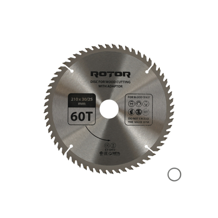 Consumabile, piese și accesorii - Disc taiat lemn ROTOR 210*30/25,4 cu adaptor 60T