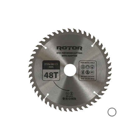 Consumabile, piese și accesorii - Disc taiat lemn ROTOR 210*30/25 cu adaptor 48T