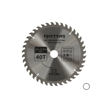 Consumabile, piese și accesorii - Disc taiat lemn ROTOR 250*30/25,4 cu adaptor 40T