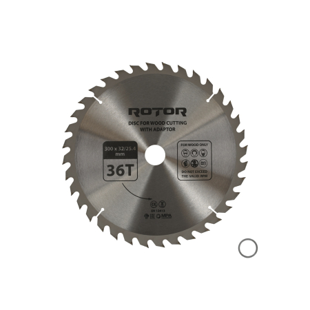 Consumabile, piese și accesorii - Disc taiat lemn ROTOR 300*32/25,4 cu adaptor 36T