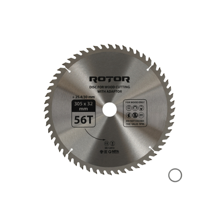 Consumabile, piese și accesorii - Disc taiat lemn ROTOR 305*32/30/25,4 cu adaptor 56T