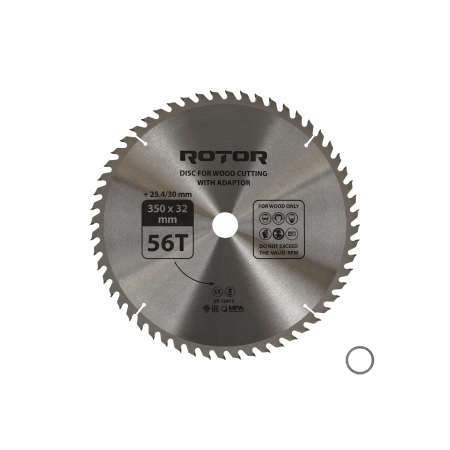Consumabile, piese și accesorii - Disc taiat lemn ROTOR 350*32/30/25,4 cu adaptor 56T