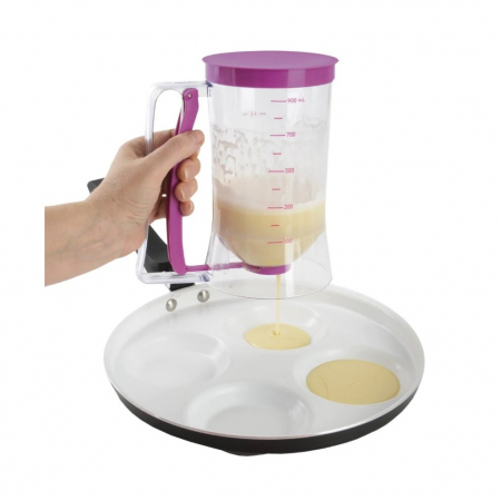 Dispenser de aluat pentru prajituri Flippy, Batter Dispenser, din plastic, maner cu arc, 900 ml, usor de manipulat si utilizat, Mov [2]