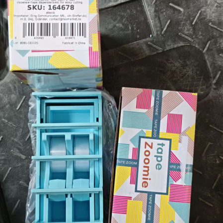 Dispenser de Banda Adeziva, Flippy, Suport pentru Banda Adeziva pentru Birou, Scoala, din Plastic, 15,5 x 7,7 x 7,4 cm, Albastru deschis [2]