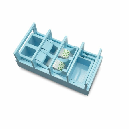 Pentru Casa si Camping - Dispenser de Banda Adeziva, Flippy, Suport pentru Banda Adeziva pentru Birou, Scoala, din Plastic, 15,5 x 7,7 x 7,4 cm, Albastru deschis