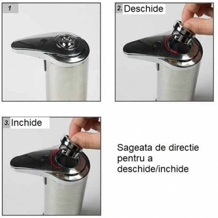 Dispenser pentru Sapun Lichid/Dezinfectant, Flippy, cu Senzor Infrarosu de Miscare, din Otel Inoxidabil, 250 ml, 19 x 11 cm, Gri [1]