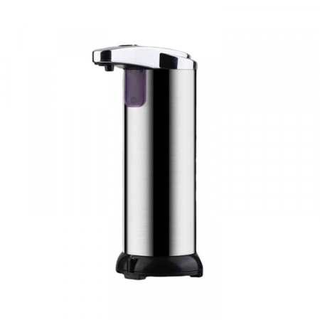 Pentru Casa si Camping - Dispenser pentru Sapun Lichid/Dezinfectant, Flippy, cu Senzor Infrarosu de Miscare, din Otel Inoxidabil, 250 ml, 19 x 11 cm, Gri
