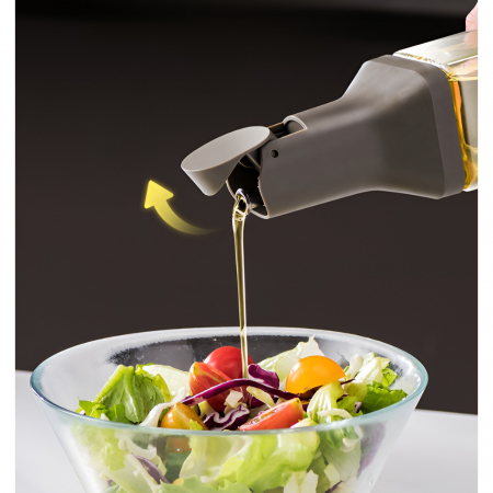 Dispenser pentru Ulei, Flippy, Deschidere si Inchidere Automata a Rezervorul, cu Inductie Gravitationala, 500 ml, 29.5x6x6 cm, Gri [3]