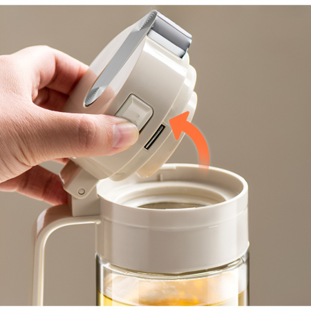 Dispenser pentru Ulei, Flippy, Deschidere si Inchidere Automata a Rezervorul, cu Inductie Gravitationala, 550 ml, 12x7.6x20.5 cm, Alb [6]