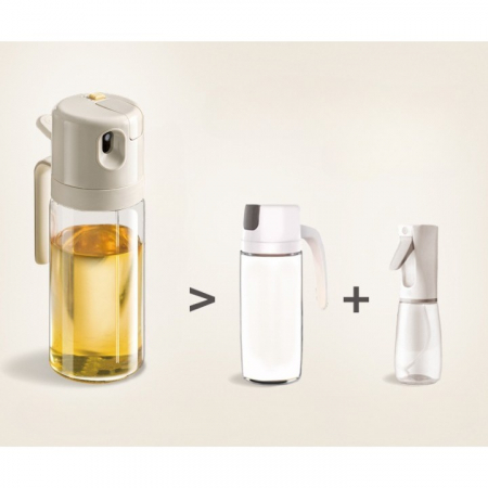 Dispenser pentru Ulei, Flippy, prin Curgere si Pulverizare, Deschidere si Inchidere Automata a Rezervorul, 550mL, 11.4x7.8x22.8cm, Gri [4]