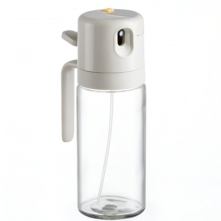 Pentru Casa si Camping - Dispenser pentru Ulei, Flippy, prin Curgere si Pulverizare, Deschidere si Inchidere Automata a Rezervorul, 550mL, 11.4x7.8x22.8cm, Gri