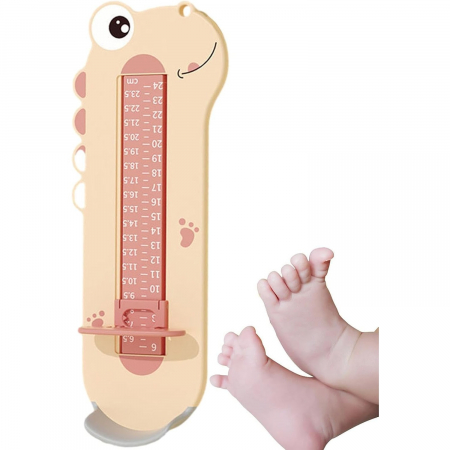 Dispozitiv de Masurat Talpa Piciorului pentru Bebelusi, Flippy, 9-24, Model Dinozaur, Roz [2]