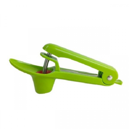 Pentru Casa si Camping - Dispozitiv de Scos Samburi, Flippy, Manual, cu 1 Gaura, pentru Cirese/Masline, 20.5 x 3.8 x 13 cm, din ABS+Otel Inoxidabil, cu Maner, Verde