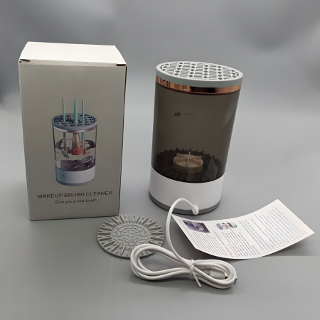 Dispozitiv Portabil de Curatare a Pensulelor de Machiaj, Flippy, Potrivit pentru Pensule de Diferite Dimensiuni, 5V, 7000RPM, Vibratii Sonice, USB, Alb/Negru, 9x9x16 cm [3]