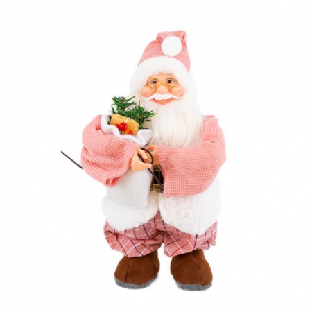 Mos Craciun muzical cu miscare lenta, culoare roz dimensiune 50 cm, cu baterii,HB-1006-50 [0]