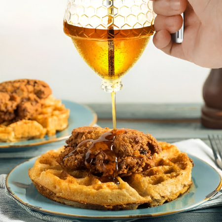 Dozator de Miere, Flippy, Dispenser fara Picurare, Borcan Tip Fagure, fara Scurgeri, pentru Zahar si Sirop, 15x8 cm, Transparent [4]