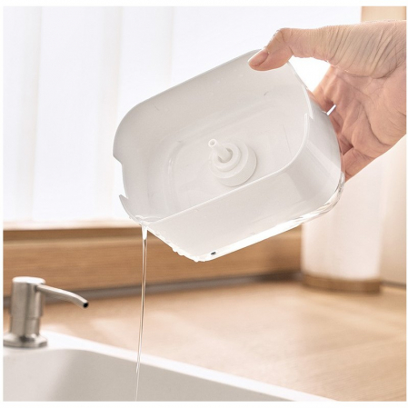 Dozator Flippy, Dispenser 2 in 1 pentru Detergent Lichid de Vase sau pentru Obiecte Sanitare cu Suport pentru Burete de Bucatarie , 8.6 x 14.5 x 10 cm, capacitate 300 ml, alb [2]