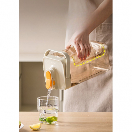 Dozator portabil pentru bauturi Flippy, 3.5 litri, capac etans, duza deschidere/inchidere, recipent din plastic, gradat, filtru, maner, 29.7 x 14.1 x 14.4 cm, pentru diverse bauturi, alb [3]