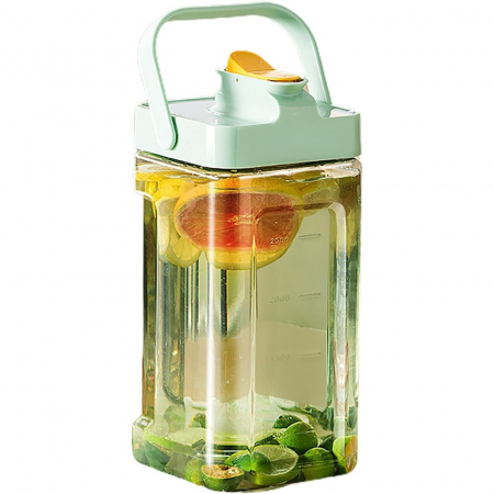 Pentru Casa si Camping - Dozator portabil pentru bauturi Flippy, 3.5 litri, capac etans, duza deschidere/inchidere, recipent din plastic, gradat, filtru, maner, pentru diverse bauturi, 29.7 x 14.1 x 14.4 cm, verde