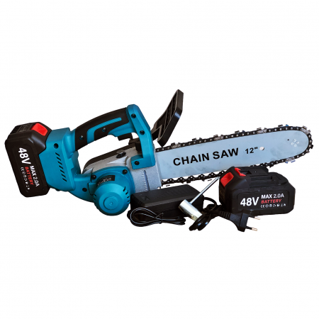 Drujba cu acumulatori 48 V Mustang, lama 34 cm, 2 Ah, rezervor ulei, pompita ungere [1]