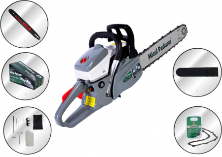 Drujba pe benzina Micul Padurar 5200 gri, 55 CC, 2.99 Cp, lama 40 cm + Dispozitiv de ascutit lantul manual [1]