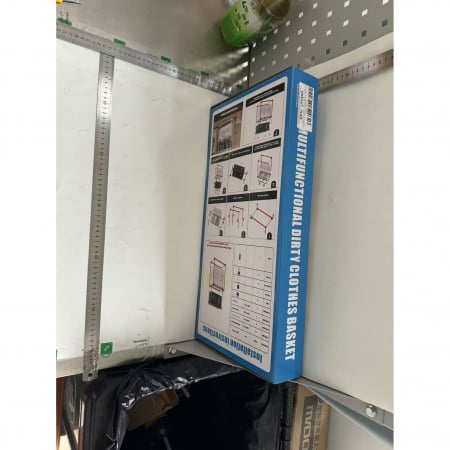 Raft/Cos Depozitare Haine Murdare, Flippy, pentru Baie, cu 2 Etaje, 4 Cosuri, Cadru de Otel Inoxidabil, 97 x 44 x 57 cm, Negru [1]