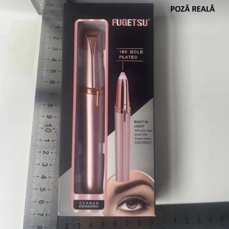 Epilator de Sprancene, Flippy, Aparat de Tuns Facial sub Forma de Creion, Portabil, Alimentare cu Baterii, 13x1.5cm, Roz [1]