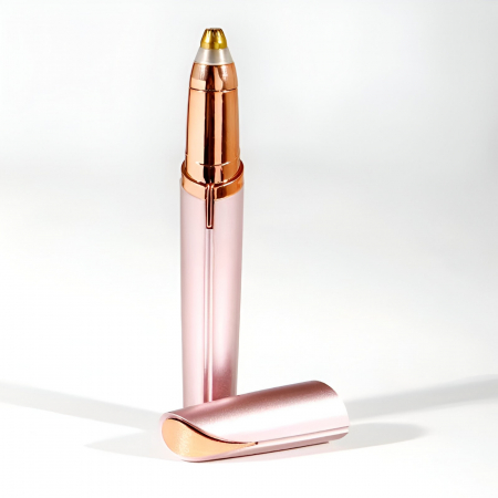 Lichidare Epilator de Sprancene, Flippy, Aparat de Tuns Facial sub Forma de Creion, Portabil, Alimentare cu Baterii, 13x1.5cm, Roz [8]