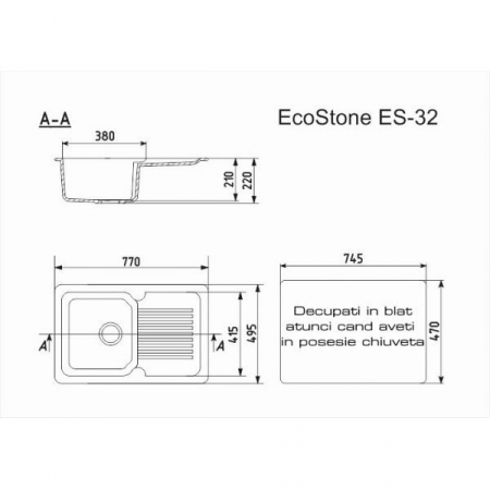 ES-32-328 chiuveta compozit, bej ECOSTONE [2]