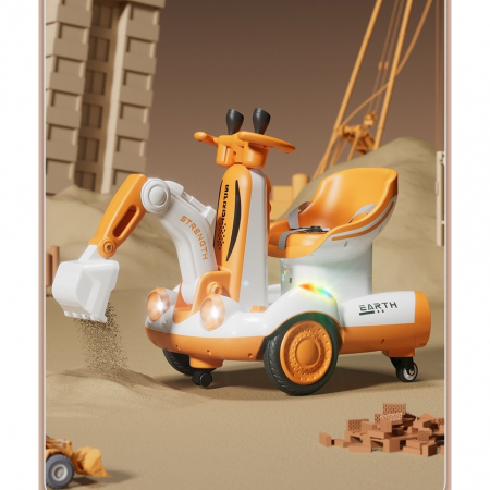 Excavator Electric, Flippy, pe 4 Roti Antiderapante, cu Telecomanda, Brat Controlat Electric, cu Telecomanda, +2 Ani, Galben [6]