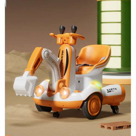 Excavator Electric, Flippy, pe 4 Roti Antiderapante, cu Telecomanda, Brat Controlat Electric, cu Telecomanda, +2 Ani, Galben [4]